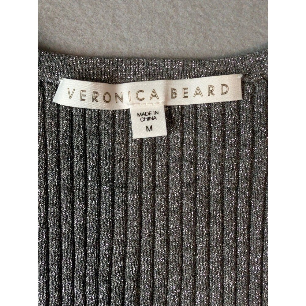 Veronica Beard Sweater Women's M Esmeralda V Neck Pullover Ribbed Metallic - Picture 5 of 10